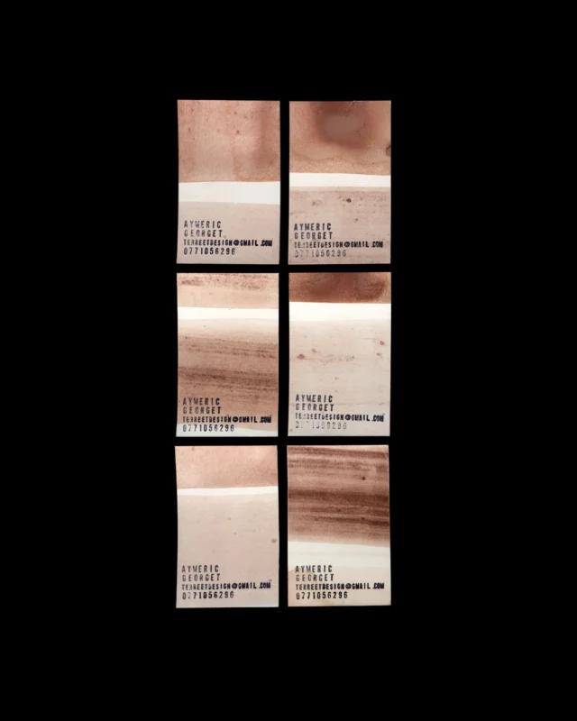 Cartes de visite réalisées pour @terre.et.design avec du pigment issu de schiste concassé.

#cartesvisite #pigment #schiste #contact